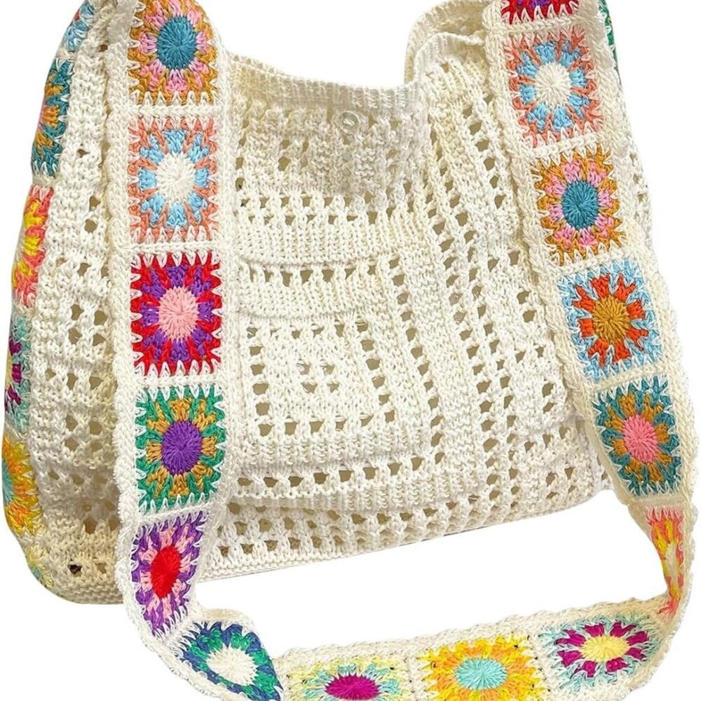 Women's Crochet Embroidery Crossbody Bag Polyester Medium Spacious Tote Purse